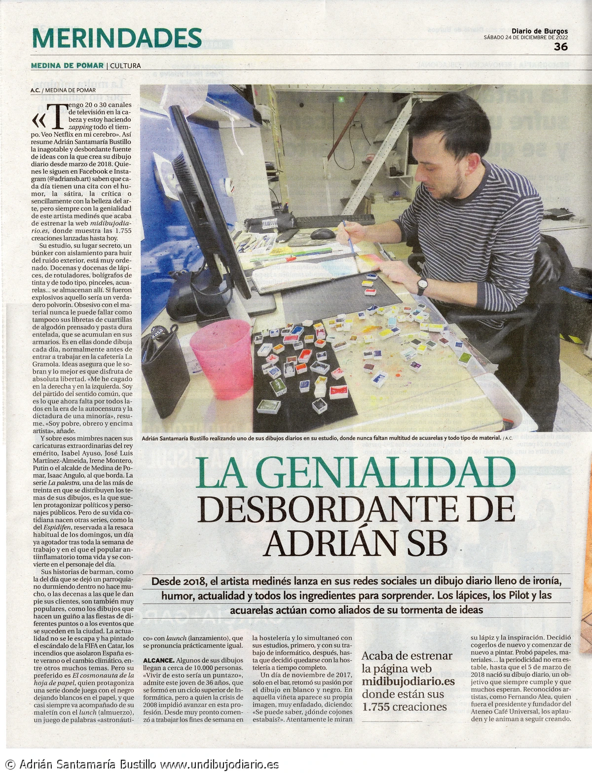 Genialidad desbordante. Entrevista a Adrian Santamaría Bustillo para el diario de burgos.